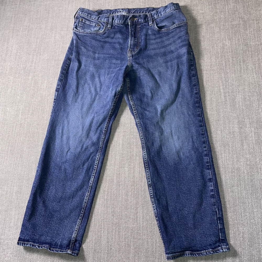 Old Navy Loose Built-In Flex Jeans Mens 38X30 Blue Faded Straight Leg Denim